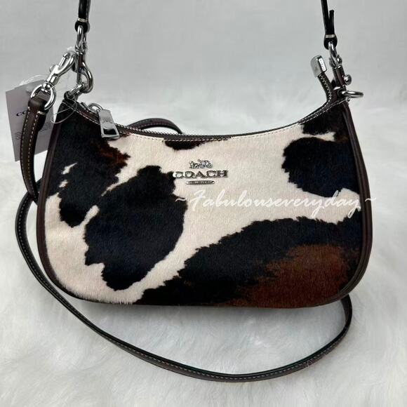 Coach Teri Shoulder Bag With Cow Print CCC86 Cow printed haircalf/Sv/Cow Multi - Picture 2 of 11